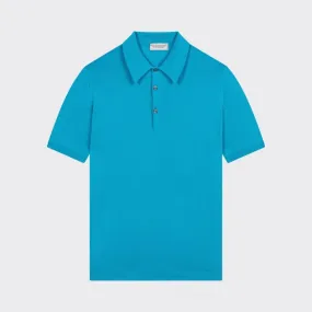 John Smedley : Polo Manches Courtes Coton : Turquoise